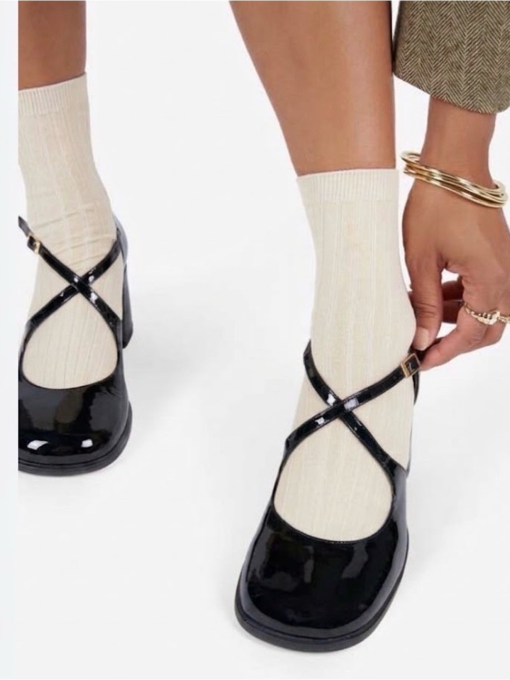 Intentionally Blank Fredo Black Patent Leather Square Toe Block Mary Jane 8.5
